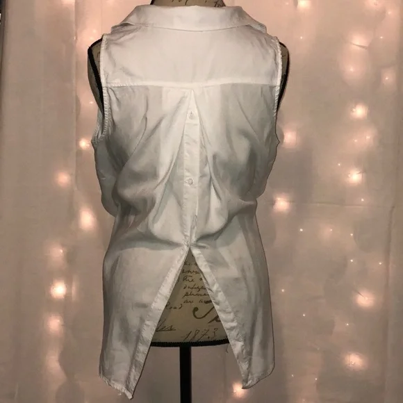 Cloth & Stone White Sleeveless Collared Shirt Medium - Picture 5 of 8